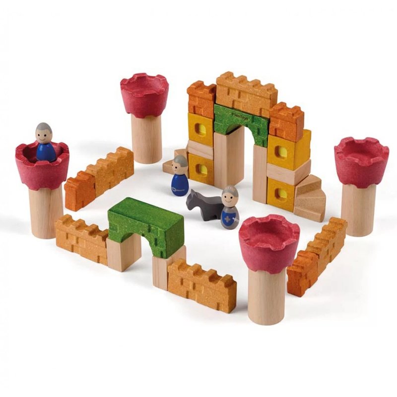 Set de blocuri de constructie din lemn - castel